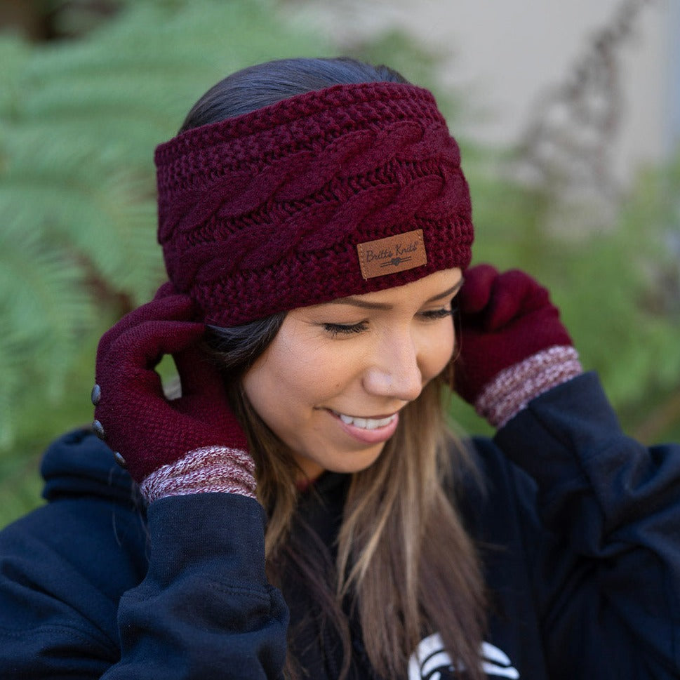 Women's Knit Gloves & Headband 2 Piece Set