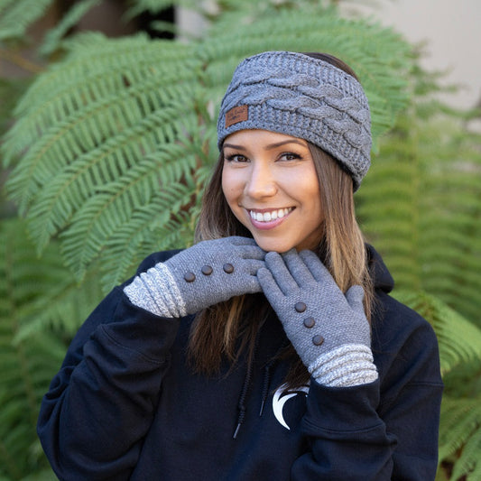 Women's Knit Gloves & Headband 2 Piece Set